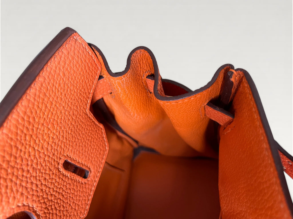 2007 Hermès Birkin 30 Clemence Orange H Palladium Hardware