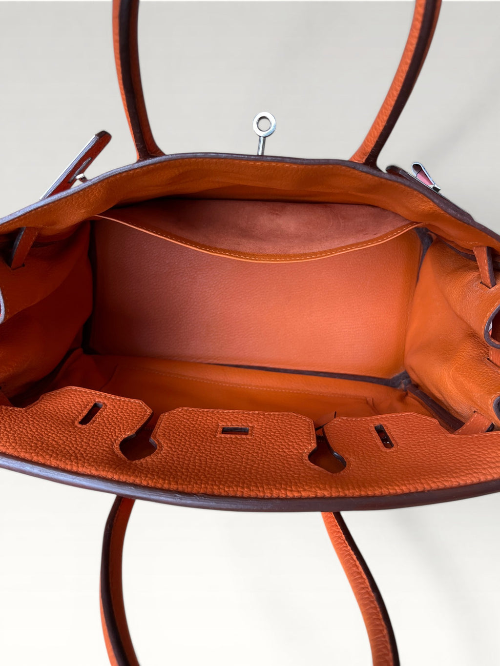2007 Hermès Birkin 30 Clemence Orange H Palladium Hardware