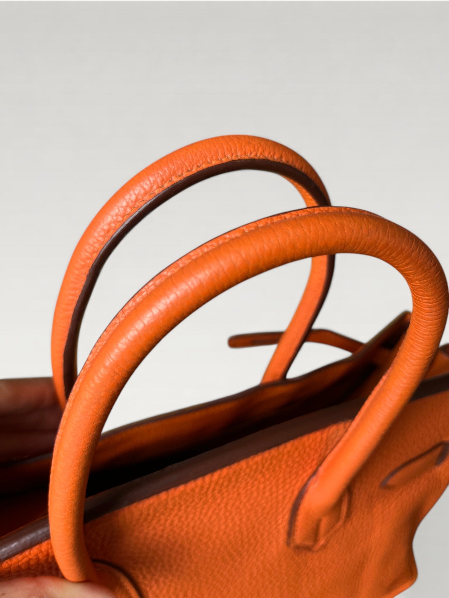 2007 Hermès Birkin 30 Clemence Orange H Palladium Hardware