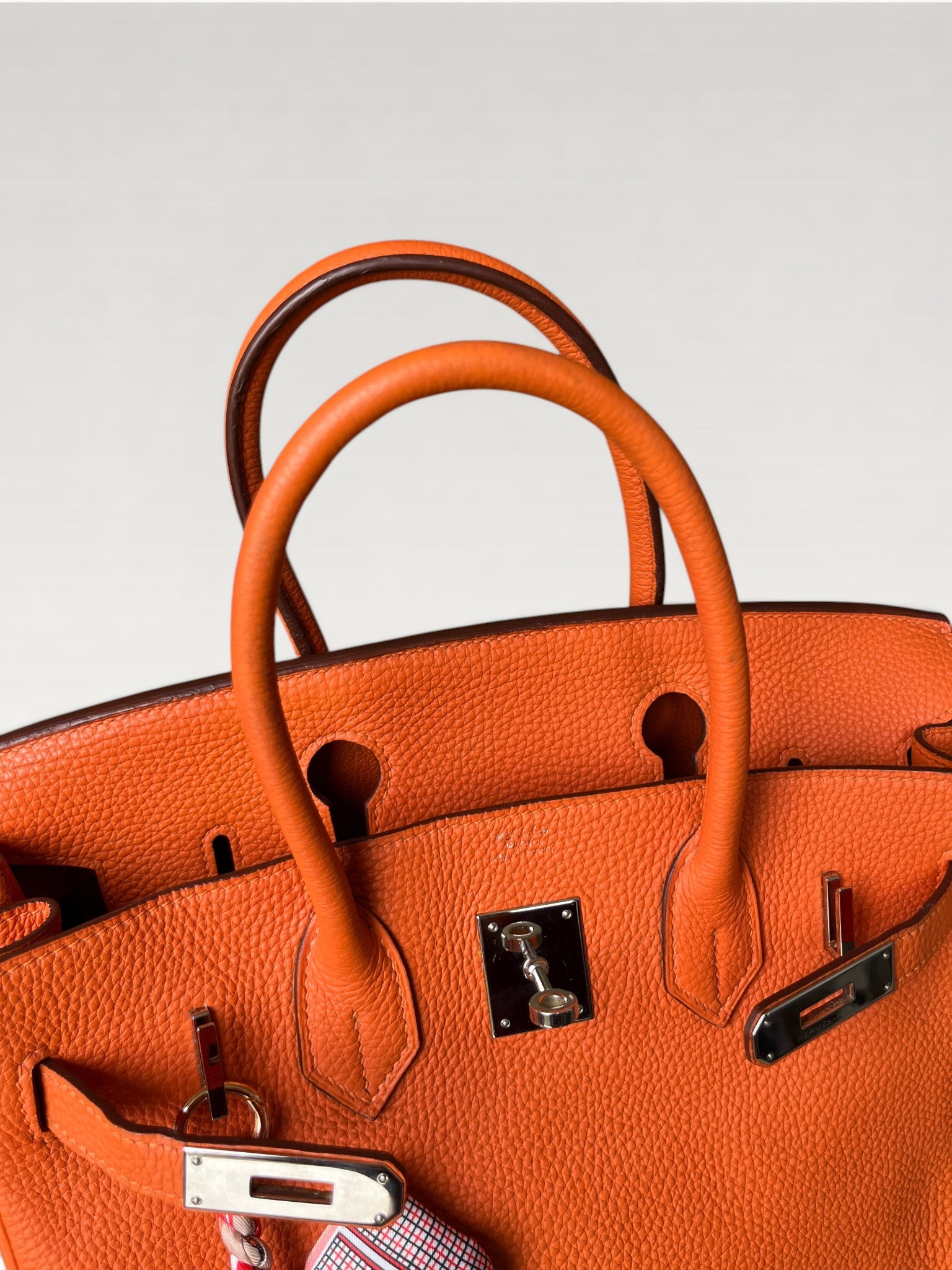 2007 Hermès Birkin 30 Clemence Orange H Palladium Hardware