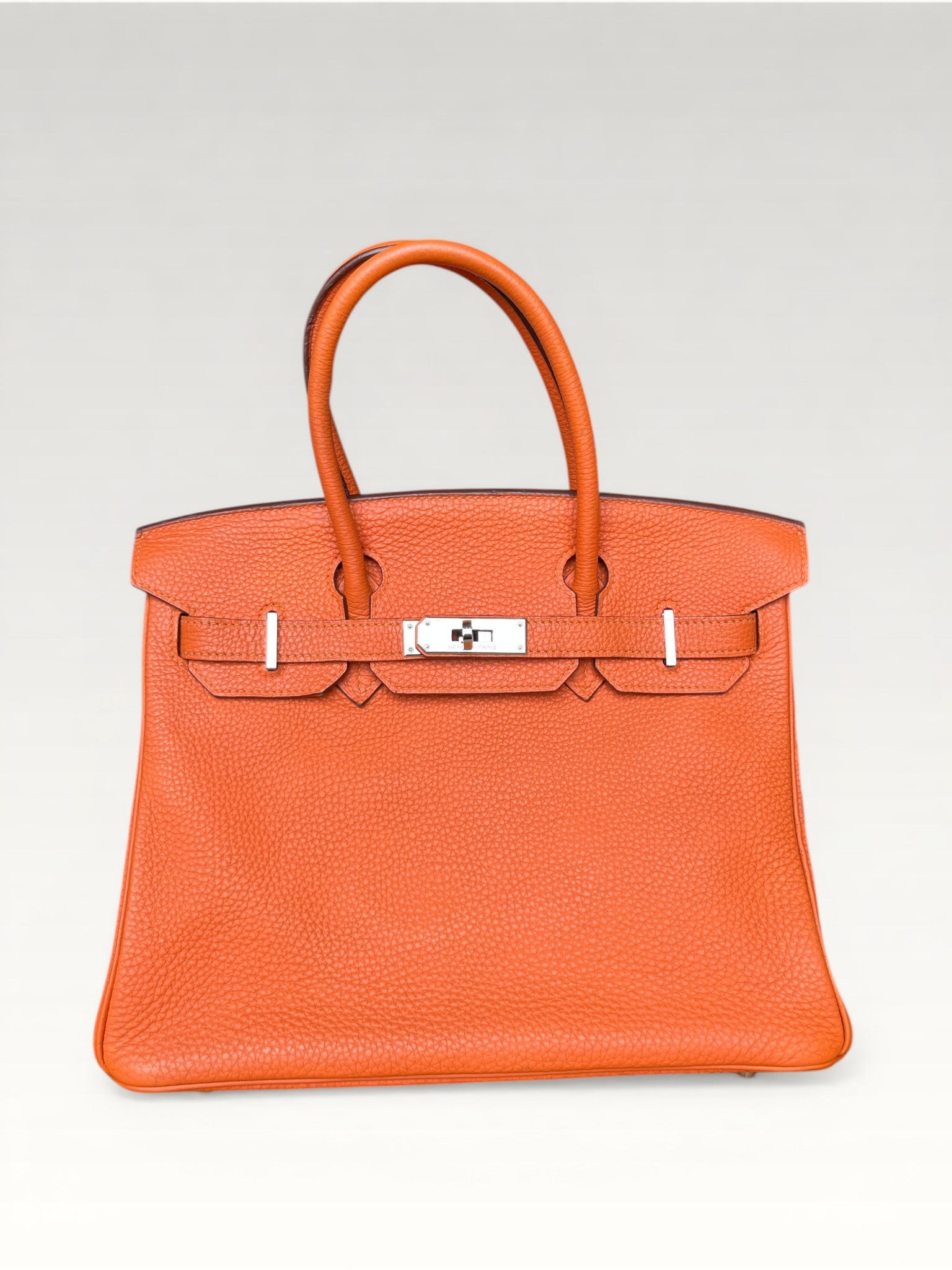 2007 Hermès Birkin 30 Clemence Orange H Palladium Hardware