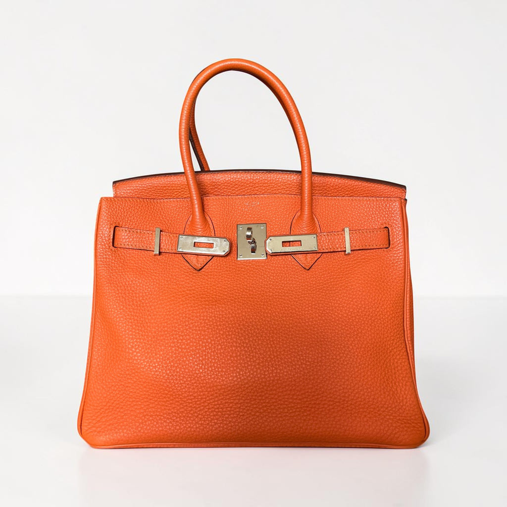 2007 Hermès Birkin 30 Clemence Orange H Palladium Hardware