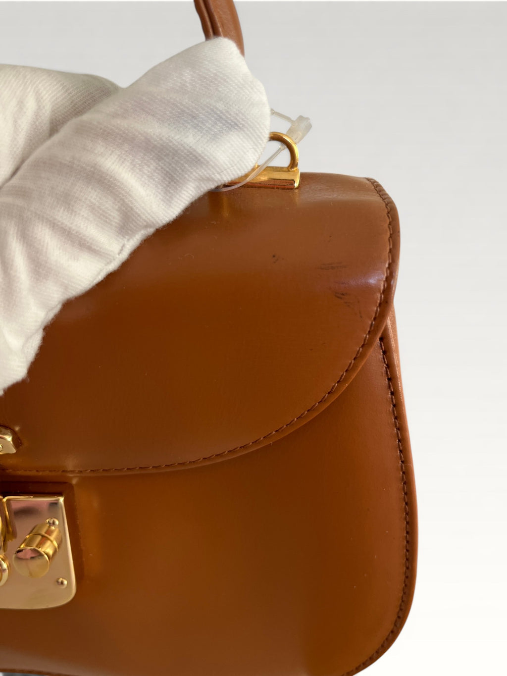 Gucci Vintage Smooth Calfskin Lady Lock Satchel Brown
