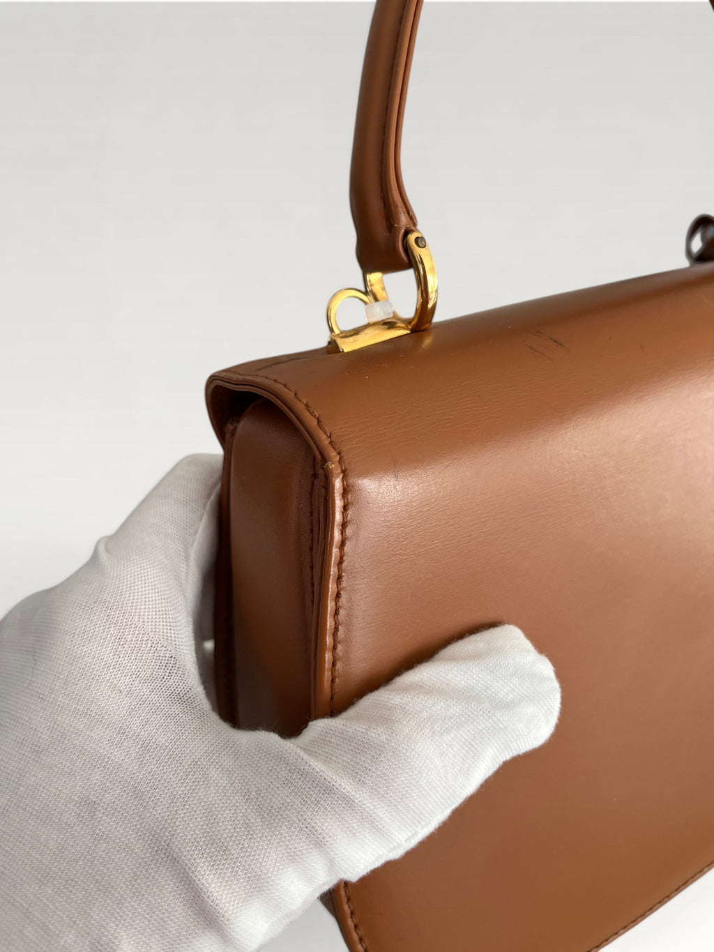 Gucci Vintage Smooth Calfskin Lady Lock Satchel Brown
