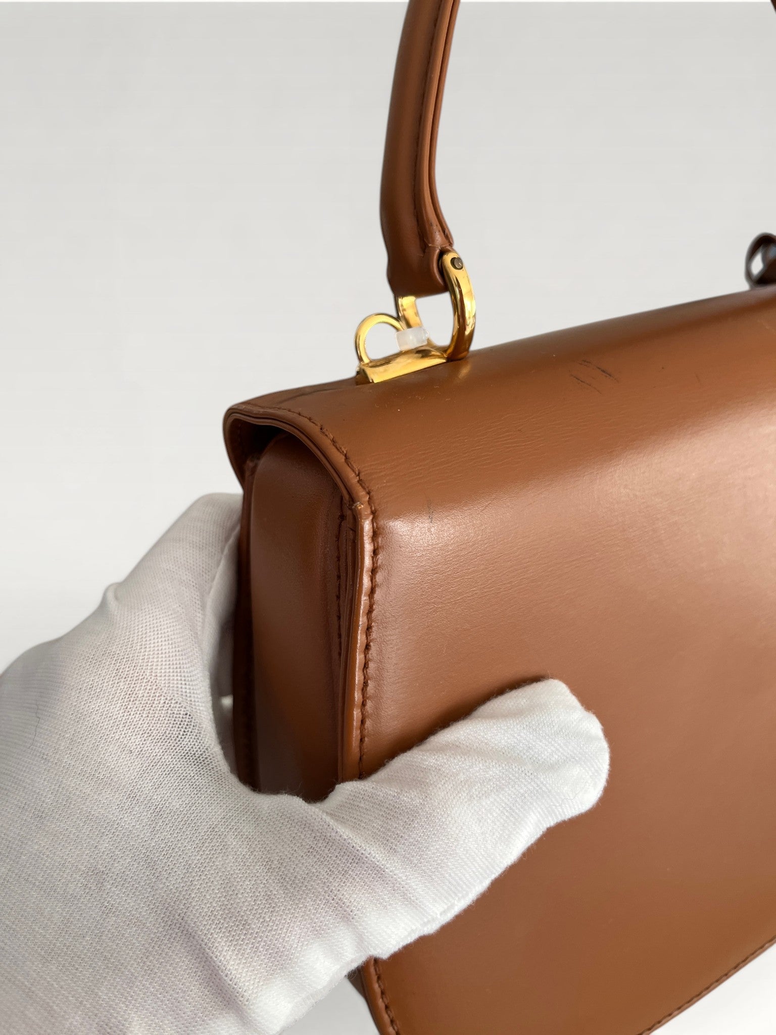 Gucci Vintage Smooth Calfskin Lady Lock Satchel Brown