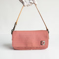 Fendi Micro Zucchino Canvas Shoulder Baguette Pink Monogram