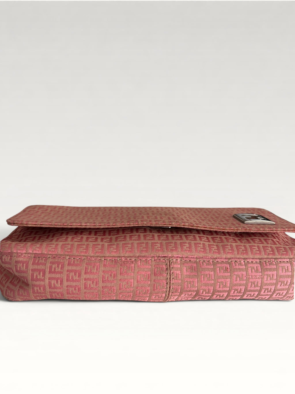 Fendi Micro Zucchino Canvas Shoulder Baguette Pink Monogram