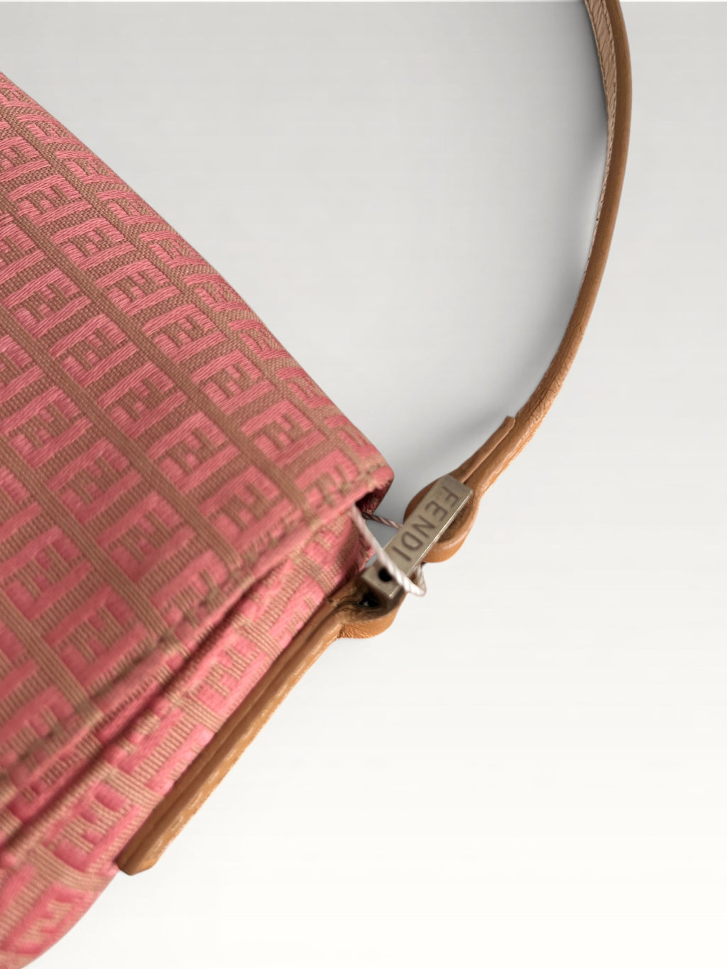 Fendi Micro Zucchino Canvas Shoulder Baguette Pink Monogram