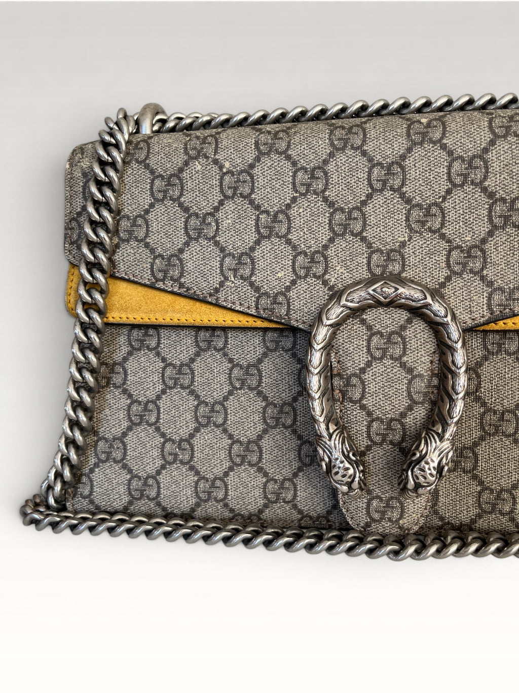 Gucci Dionysus GG Supreme Canvas Bag Yellow Suede
