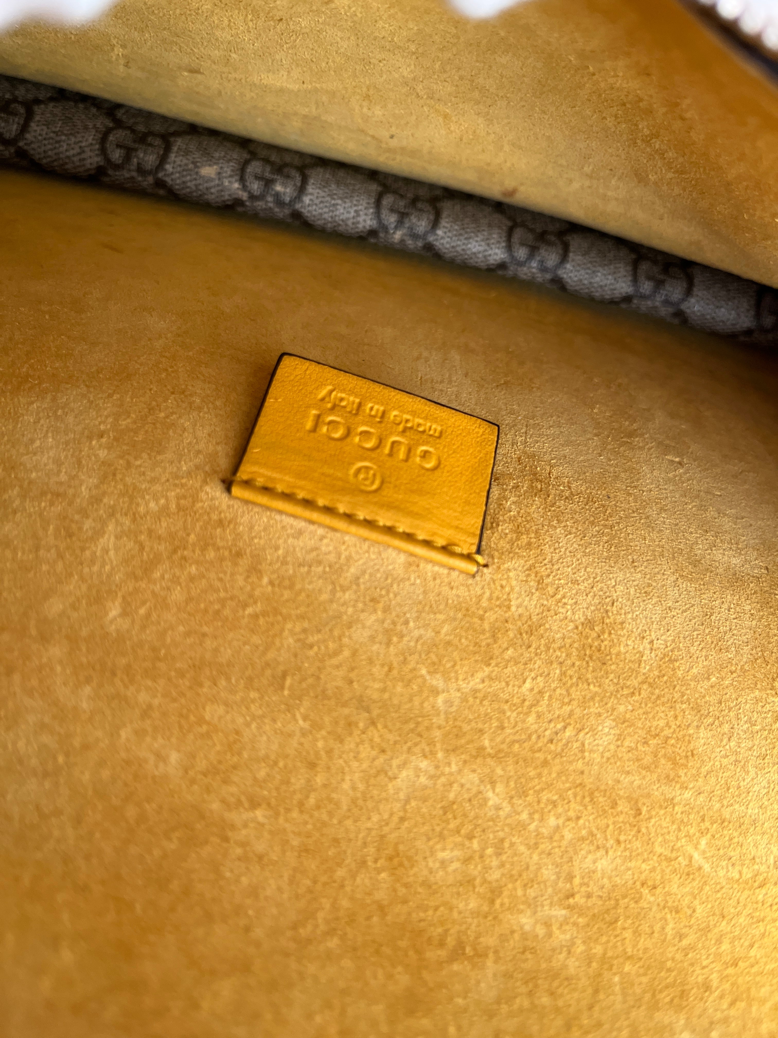 Gucci Dionysus GG Supreme Canvas Bag Yellow Suede