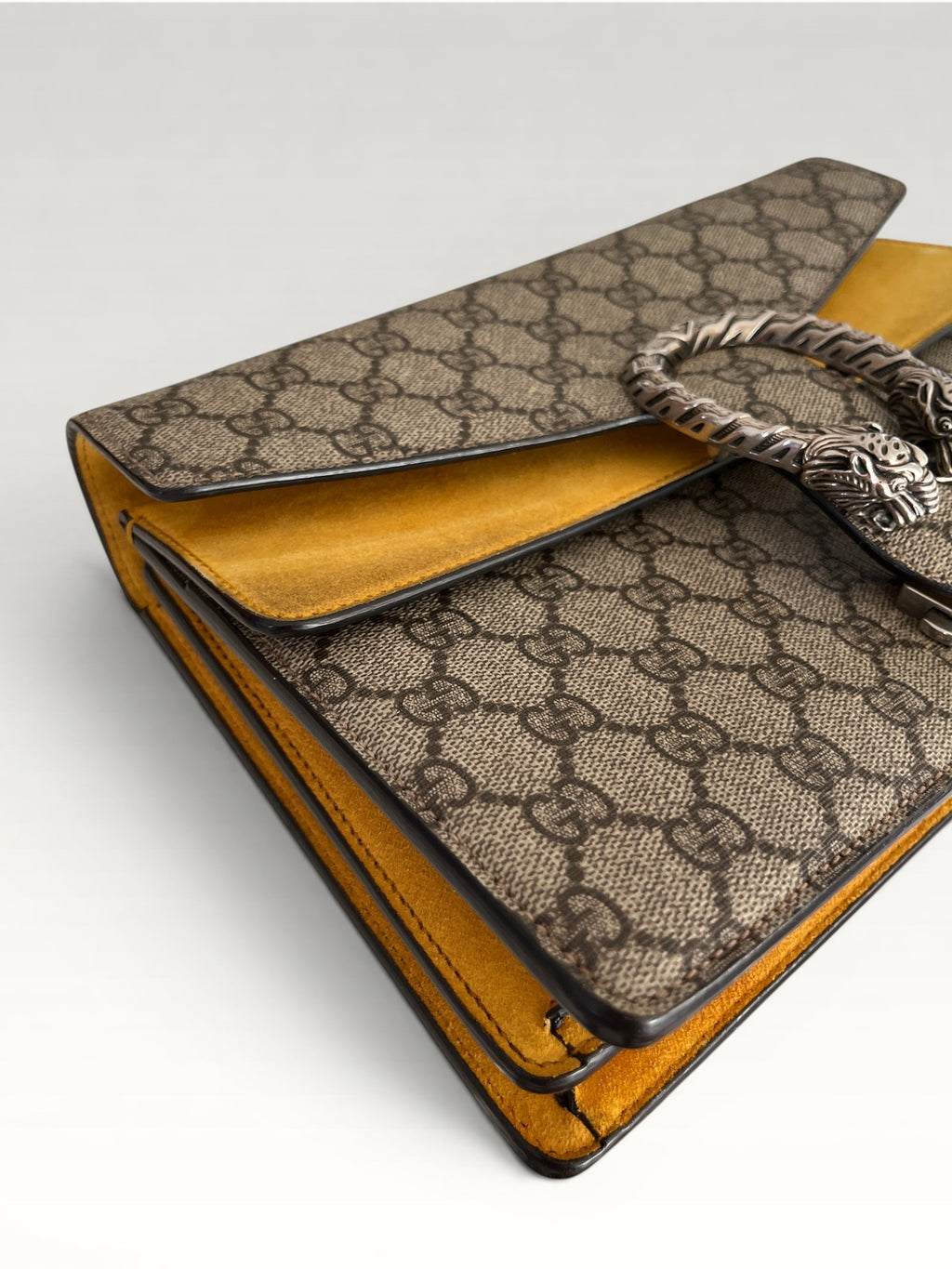 Gucci Dionysus GG Supreme Canvas Bag Yellow Suede