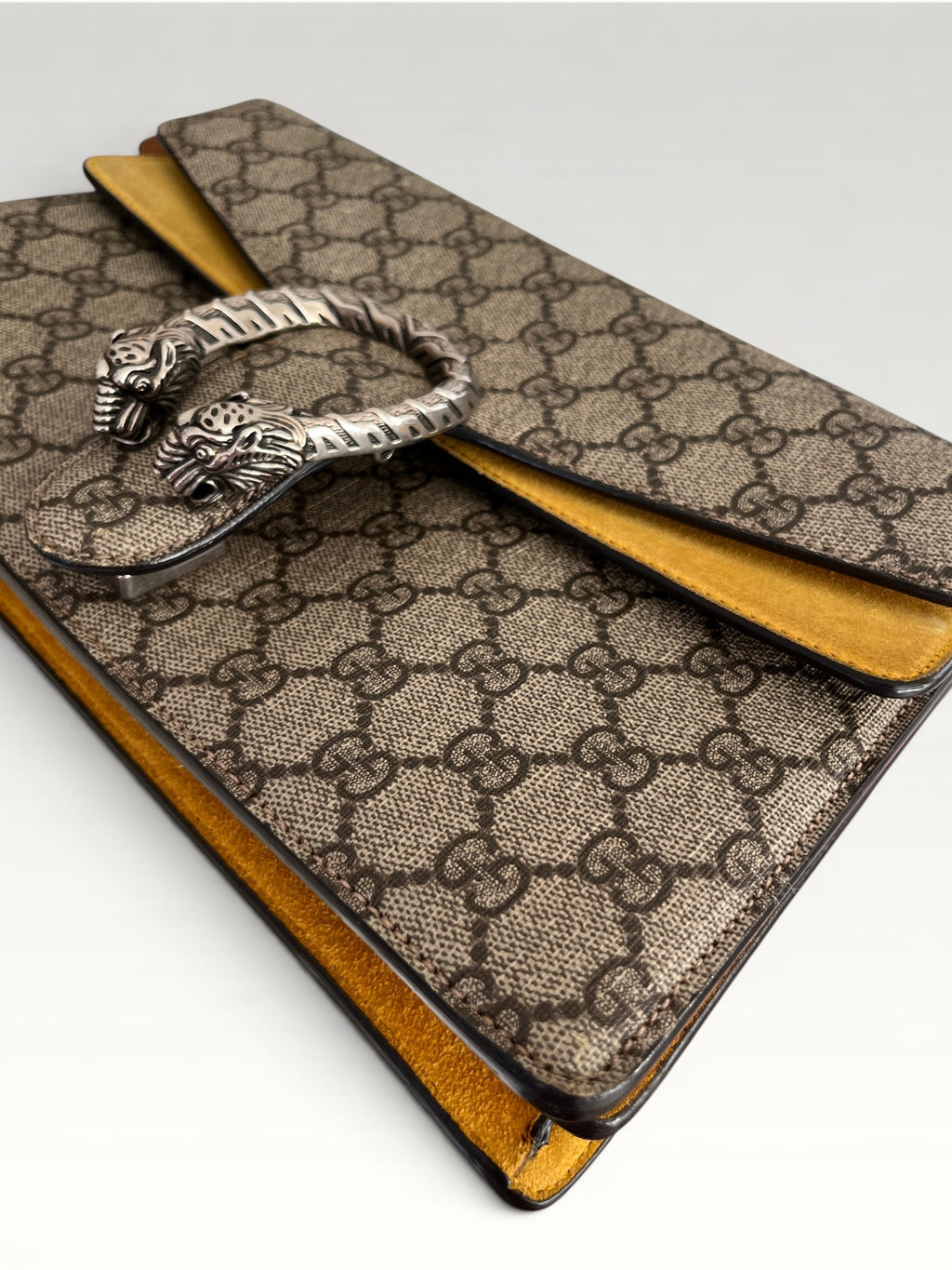 Gucci Dionysus GG Supreme Canvas Bag Yellow Suede