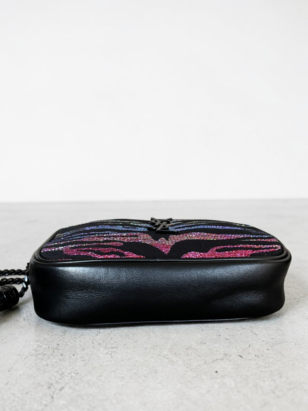 Saint Laurent Canvas And Leather Metallic Tiger Print Lou Camera Bag