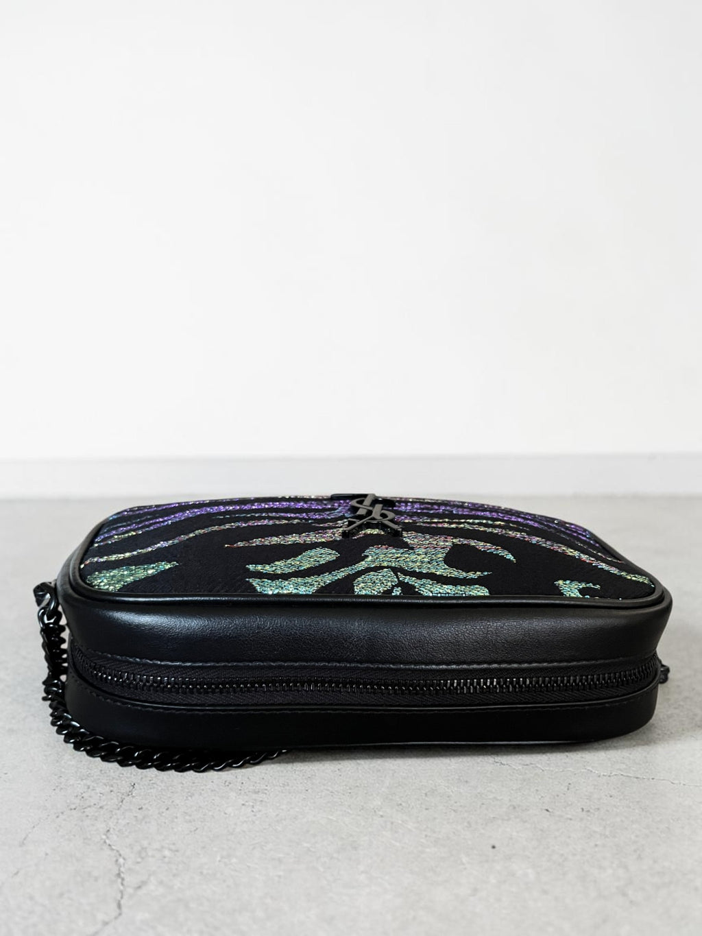 Saint Laurent Canvas And Leather Metallic Tiger Print Lou Camera Bag