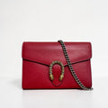 Gucci Dionysus Red Burgundy Leather Wallet On Chain