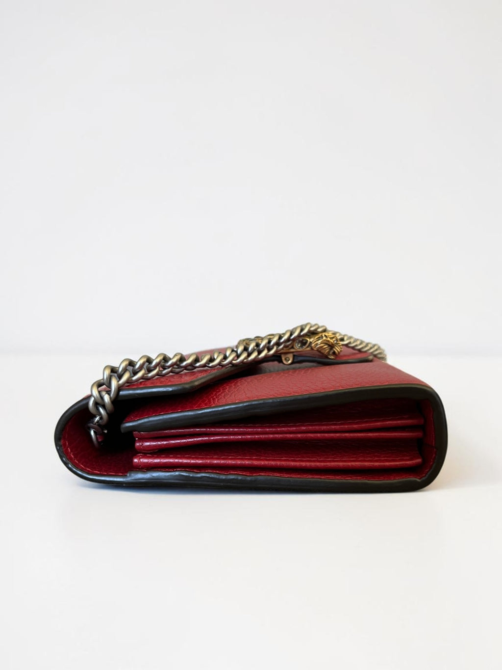 Gucci Dionysus Red Burgundy Leather Wallet On Chain