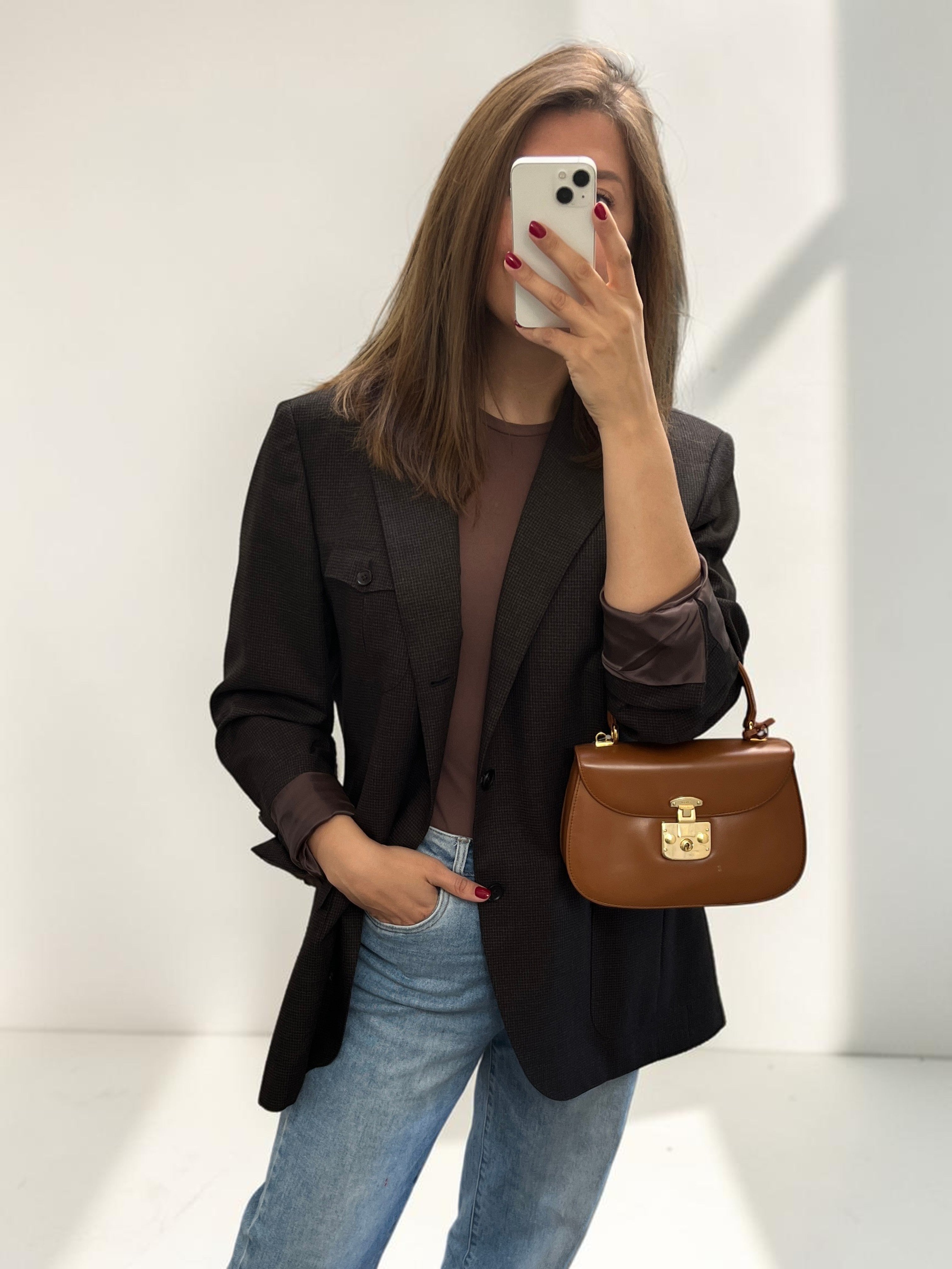 Gucci Vintage Smooth Calfskin Lady Lock Satchel Brown