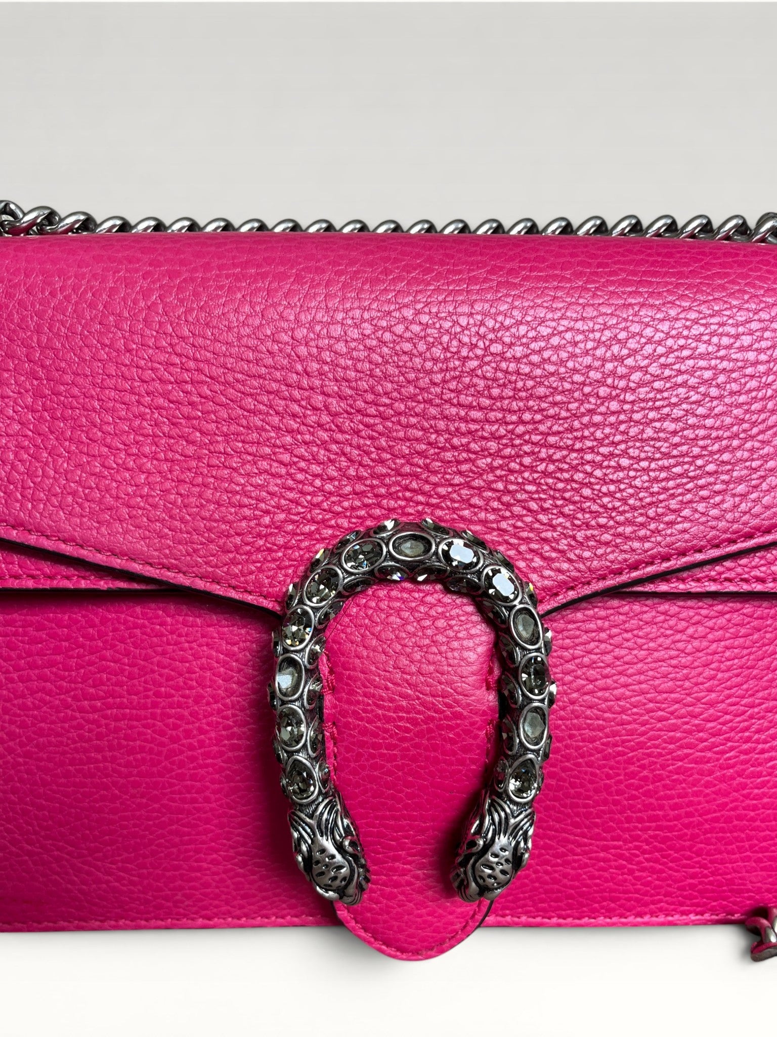 Gucci Dionysus Medium Pink Pebbled Leather Crystal Embelished