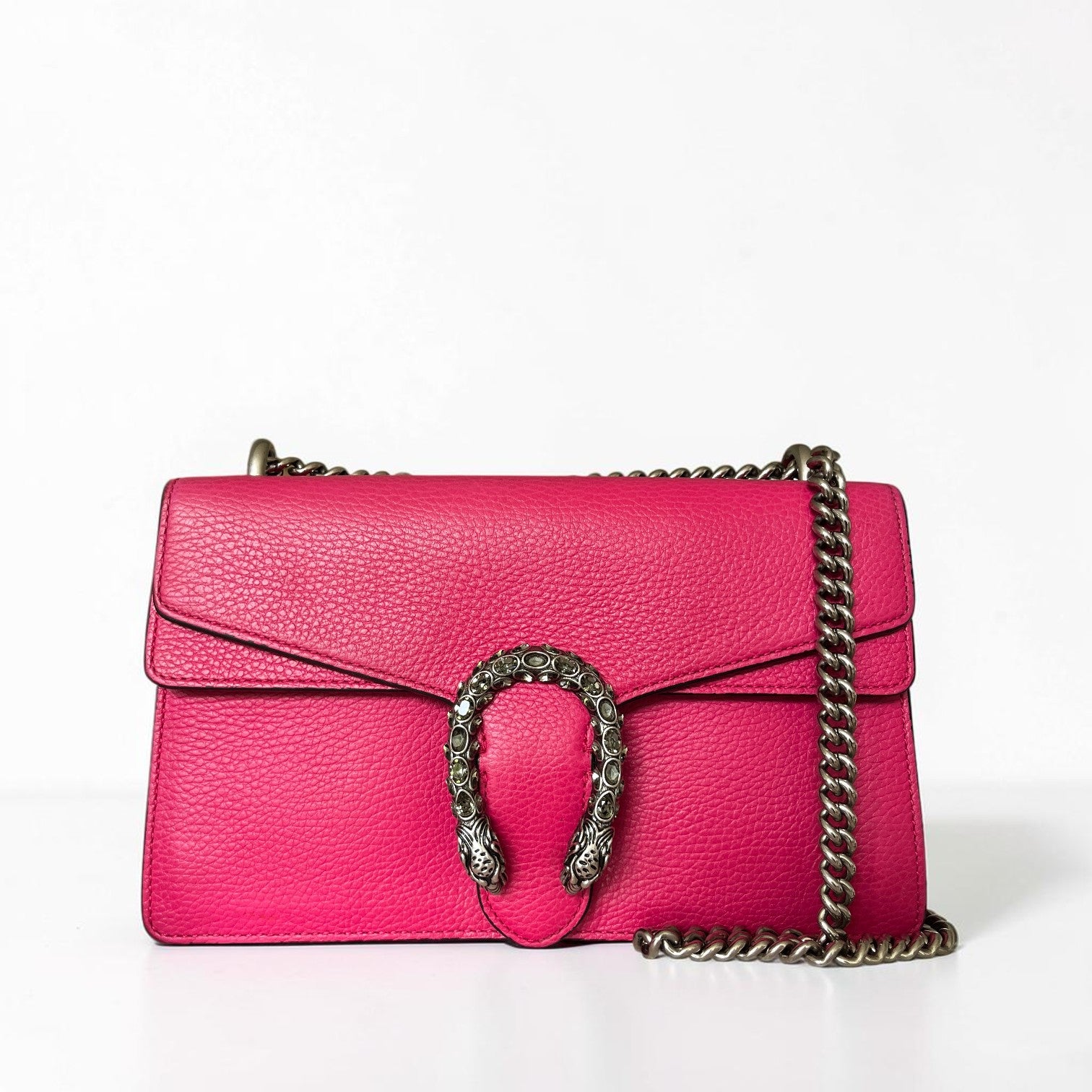 Gucci Dionysus Medium Pink Pebbled Leather Crystal Embelished