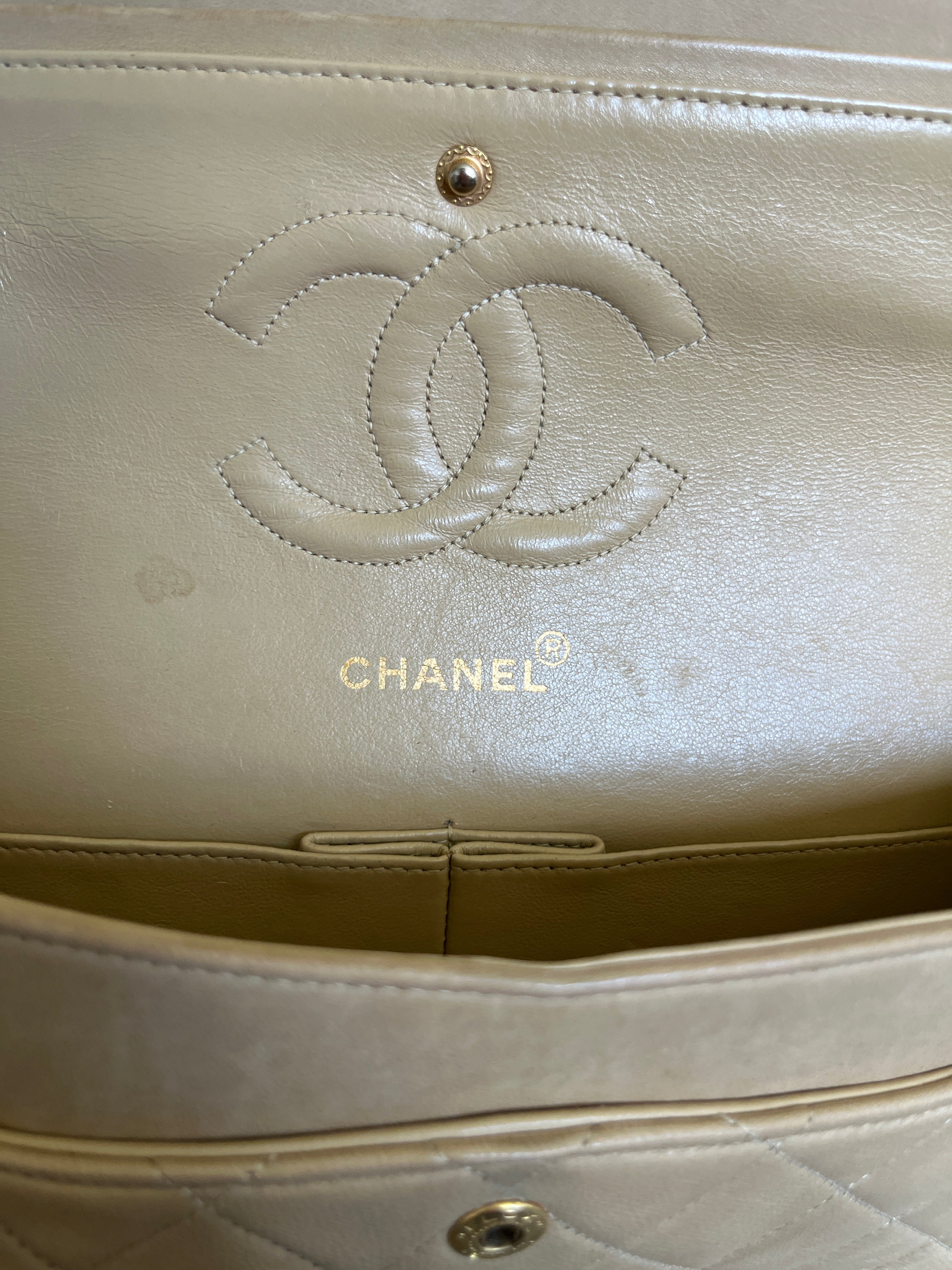 1991-1994 Chanel Medium Classic Flap Lambskin Beige