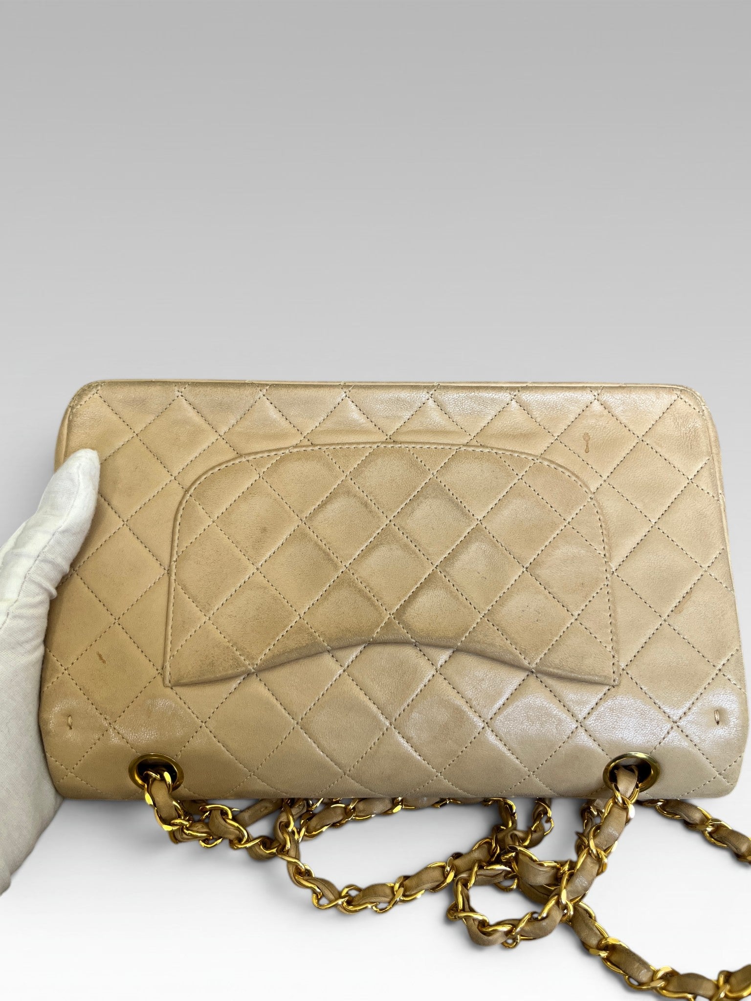 1991-1994 Chanel Medium Classic Flap Lambskin Beige