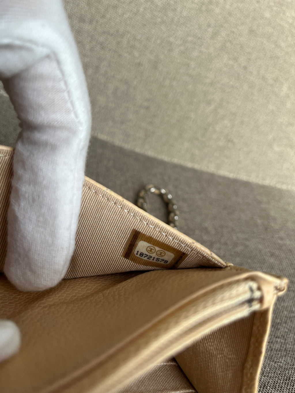 2013-2014 Chanel Wallet On Chain Beige Caviar
