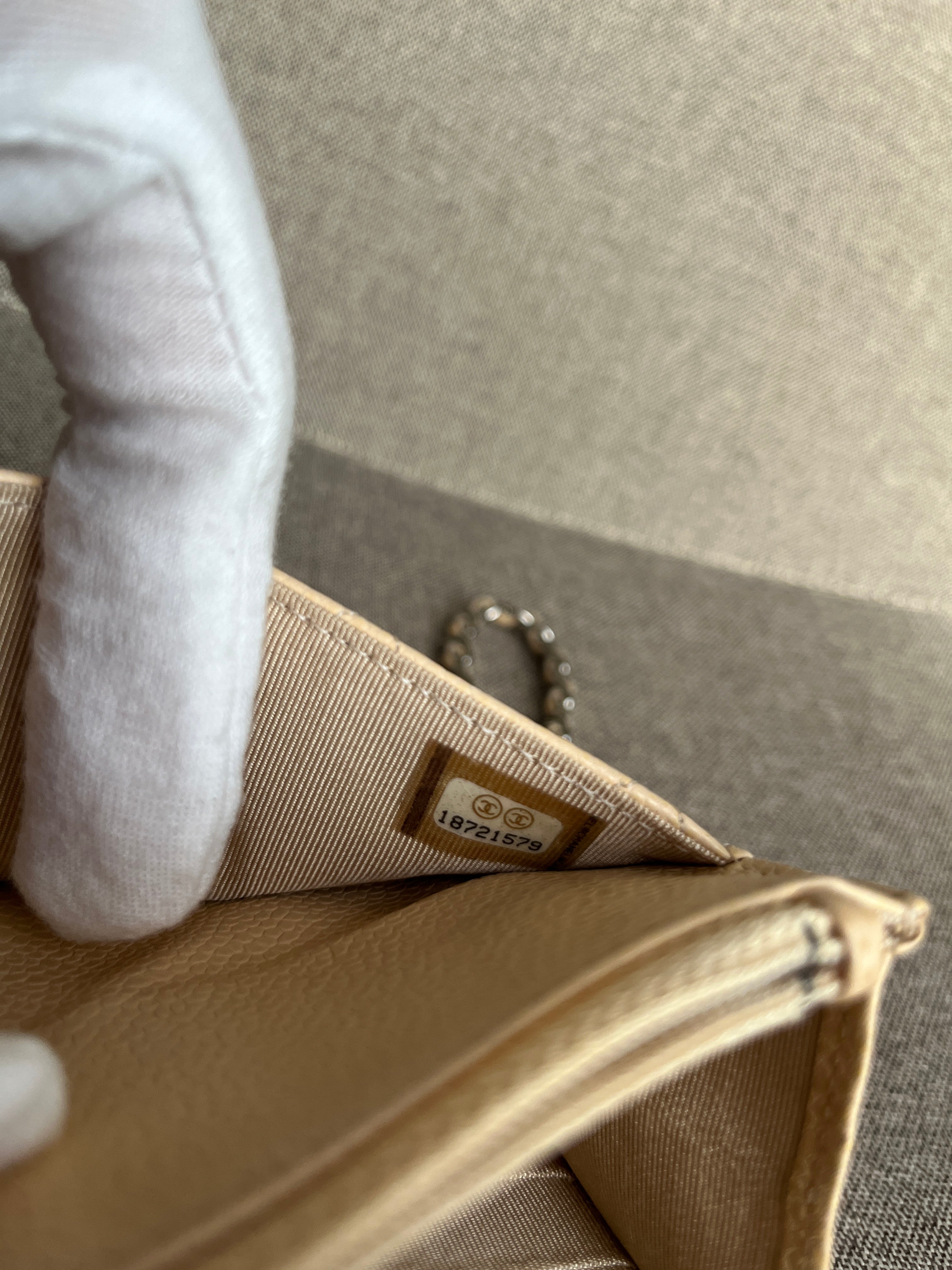 2013-2014 Chanel Wallet On Chain Beige Caviar