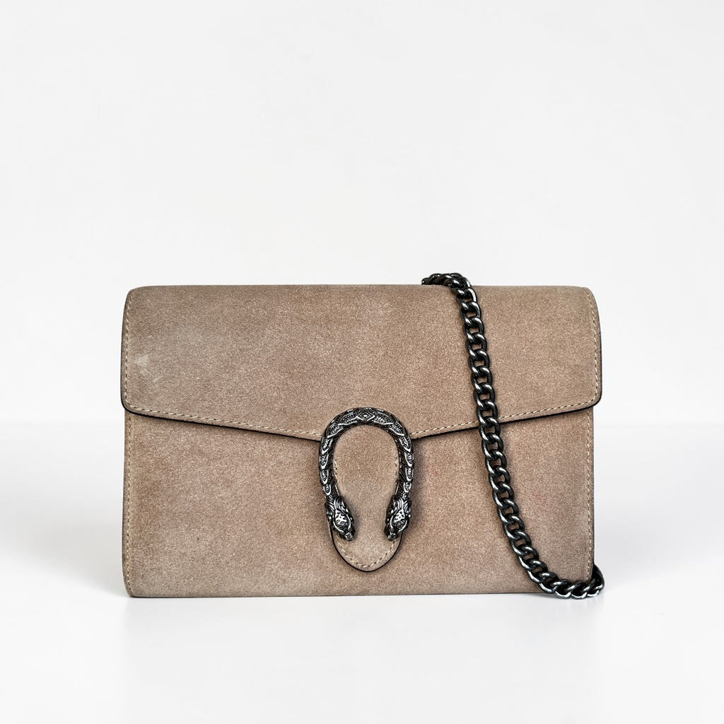 Gucci Dionysus Suede Wallet On Chain Brown