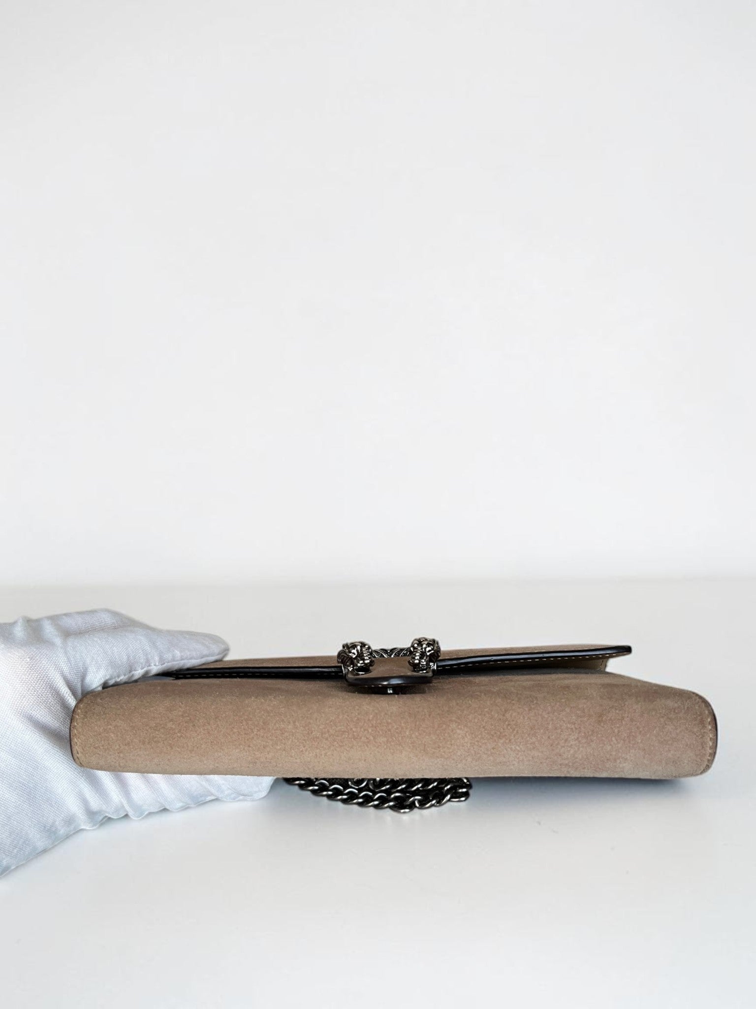 Gucci Dionysus Suede Wallet On Chain Brown