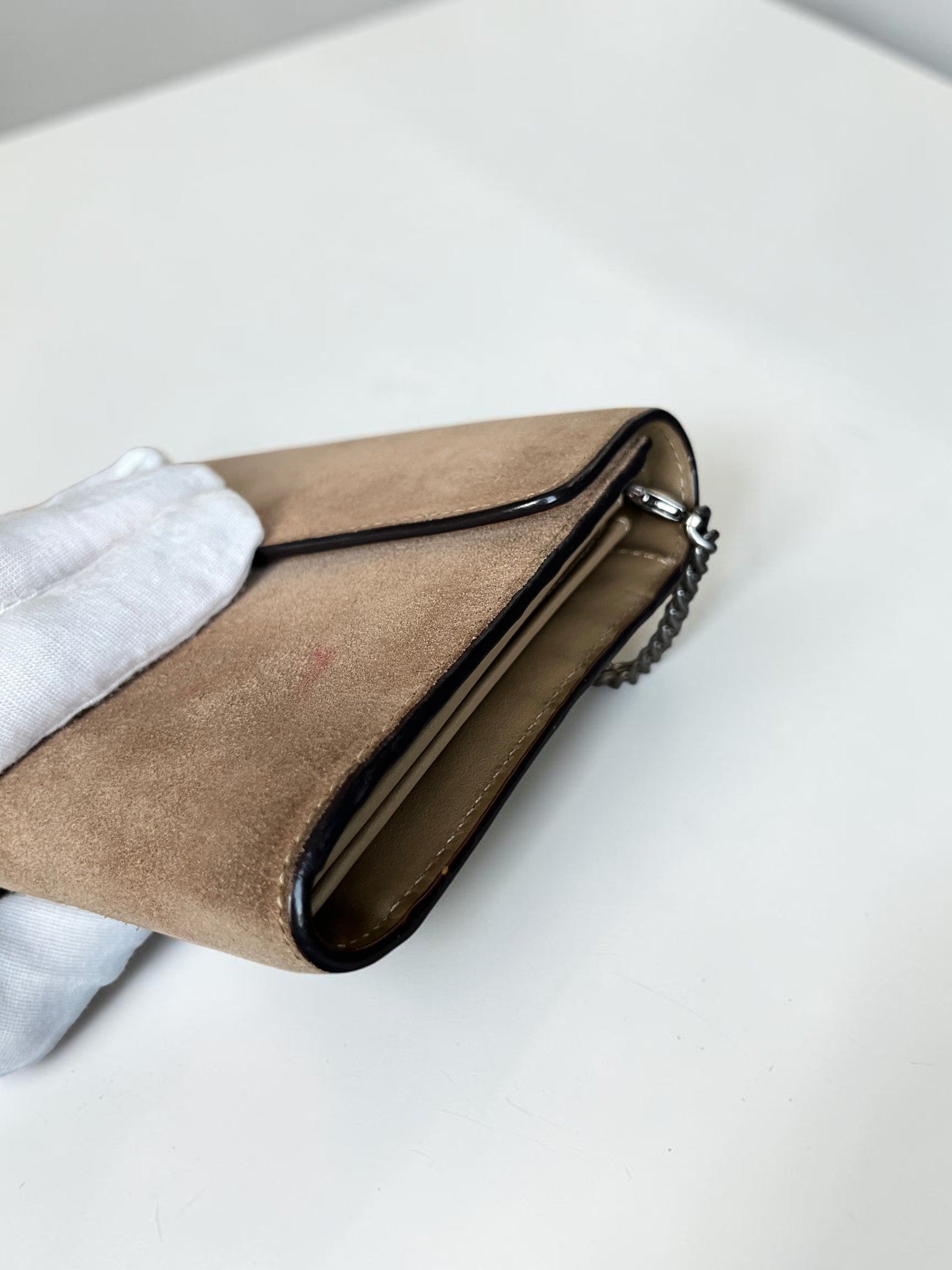Gucci Dionysus Suede Wallet On Chain Brown