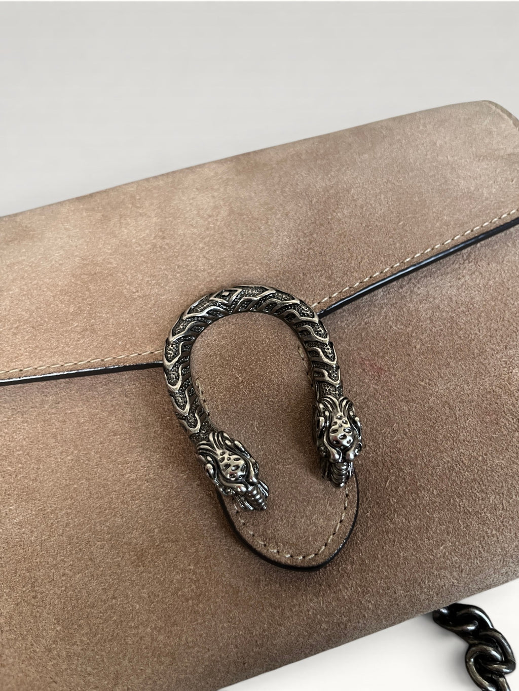 Gucci Dionysus Suede Wallet On Chain Brown
