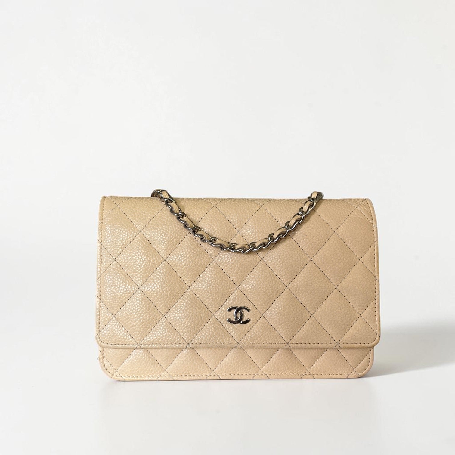 2013-2014 Chanel Wallet On Chain Beige Caviar