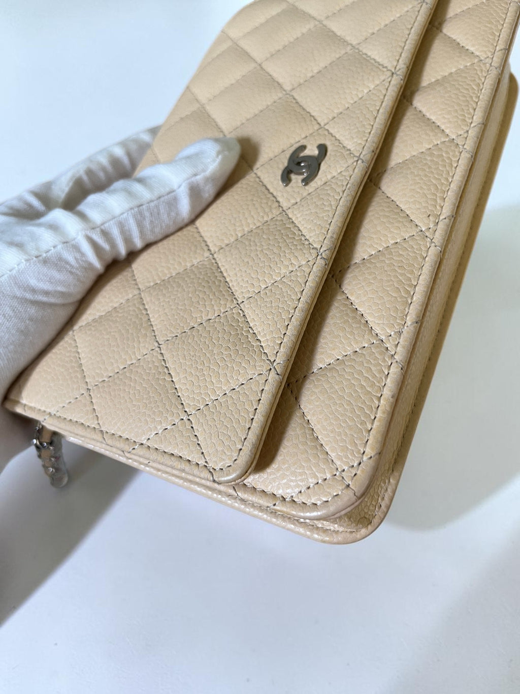 2013-2014 Chanel Wallet On Chain Beige Caviar