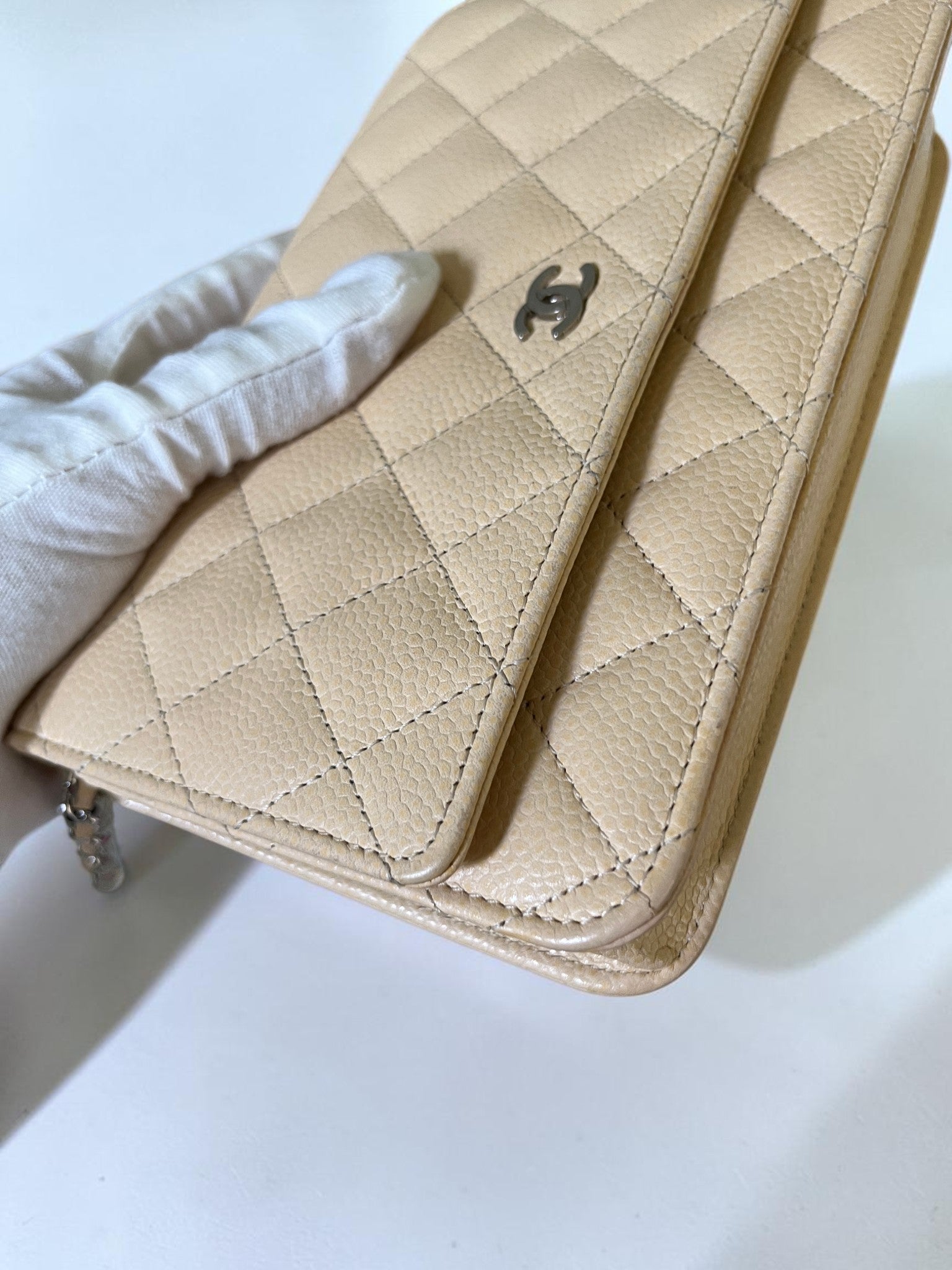 2013-2014 Chanel Wallet On Chain Beige Caviar