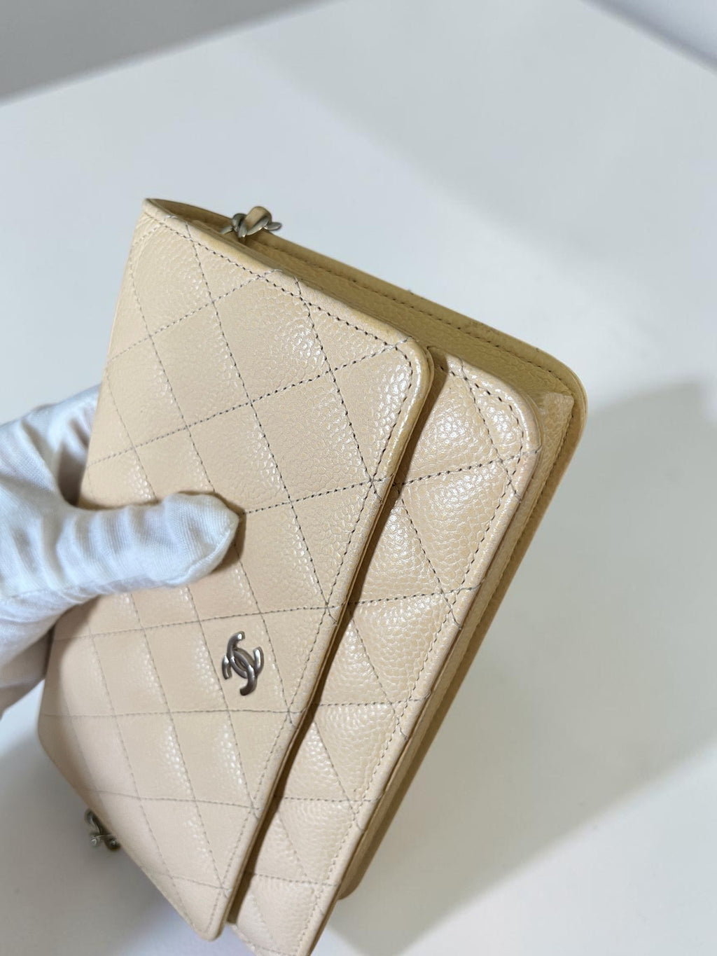 2013-2014 Chanel Wallet On Chain Beige Caviar