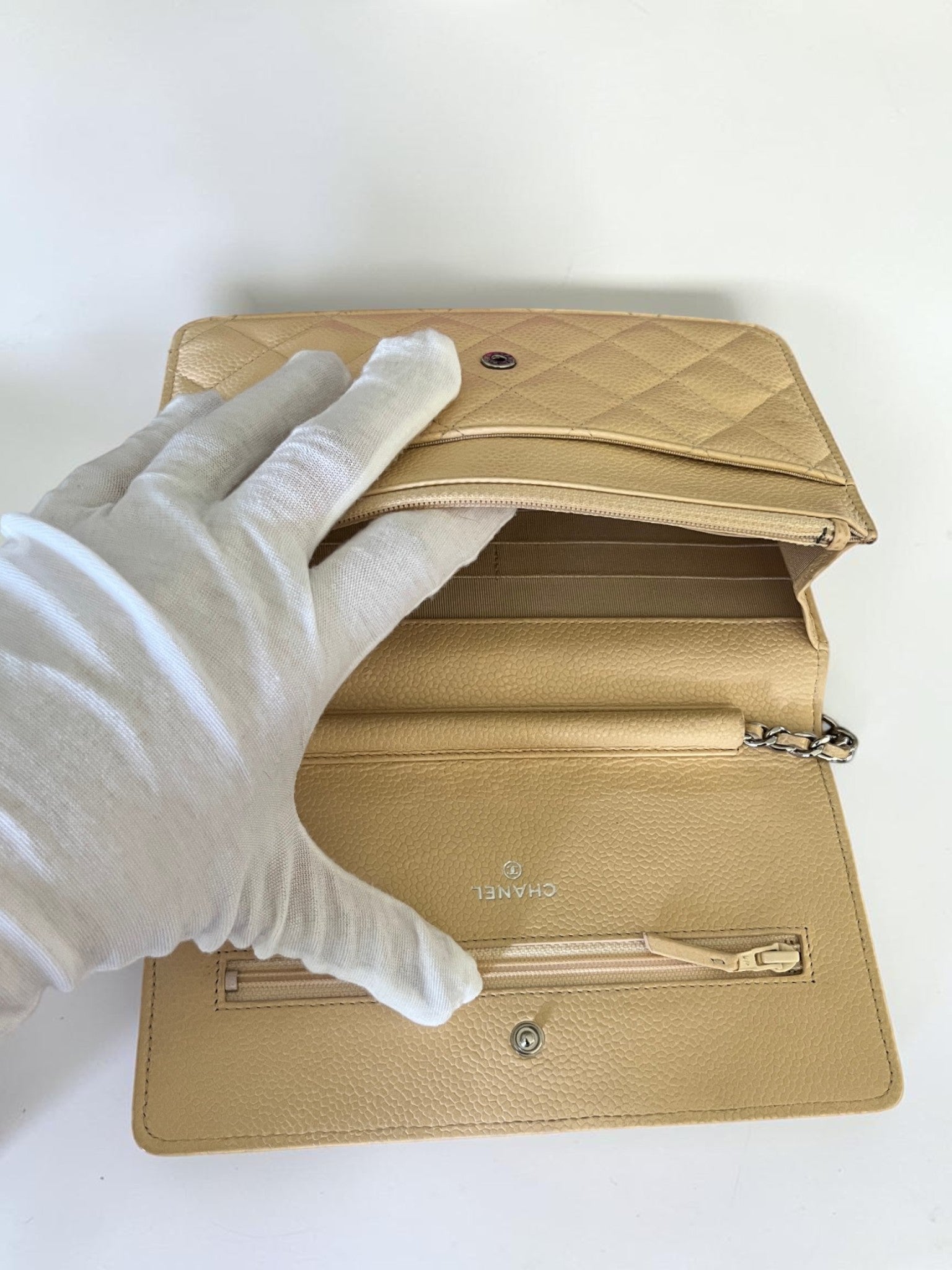 2013-2014 Chanel Wallet On Chain Beige Caviar