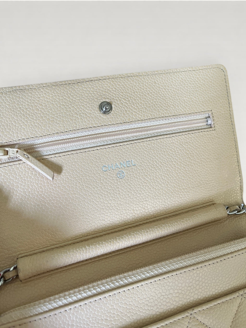 2013-2014 Chanel Wallet On Chain Beige Caviar