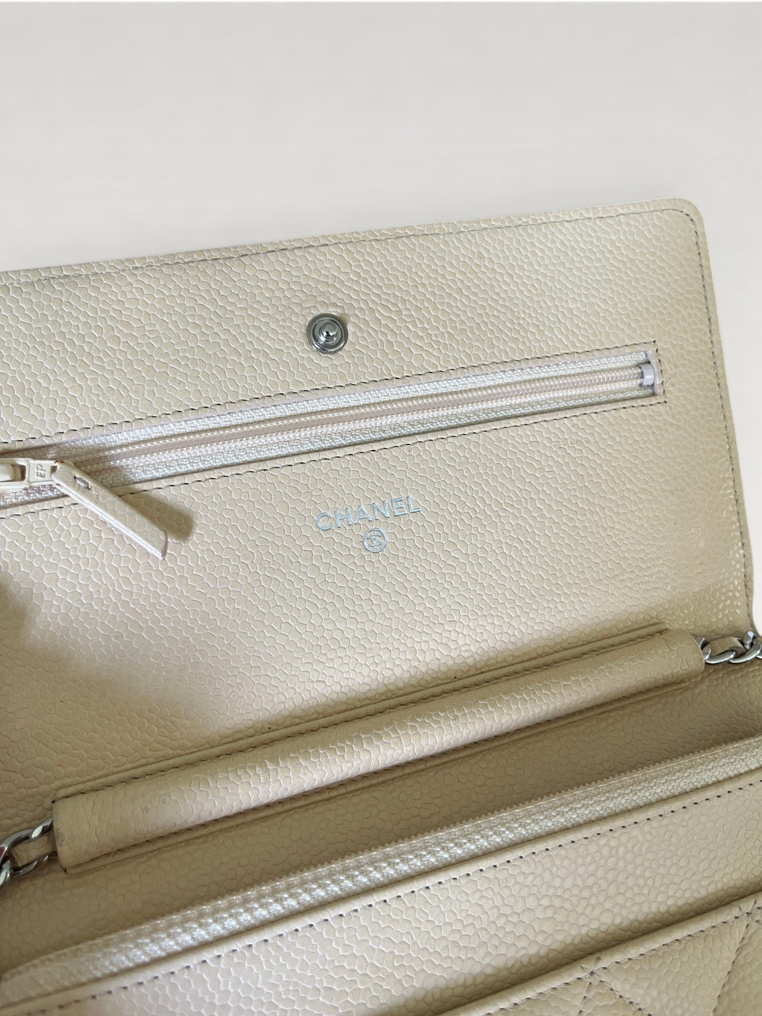 2013-2014 Chanel Wallet On Chain Beige Caviar
