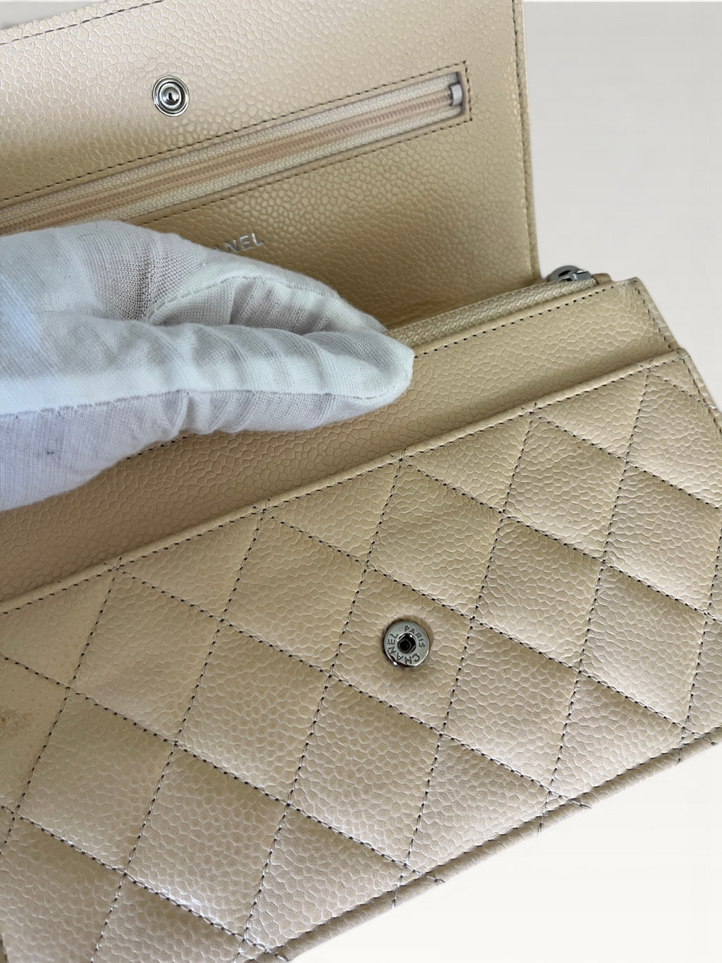 2013-2014 Chanel Wallet On Chain Beige Caviar