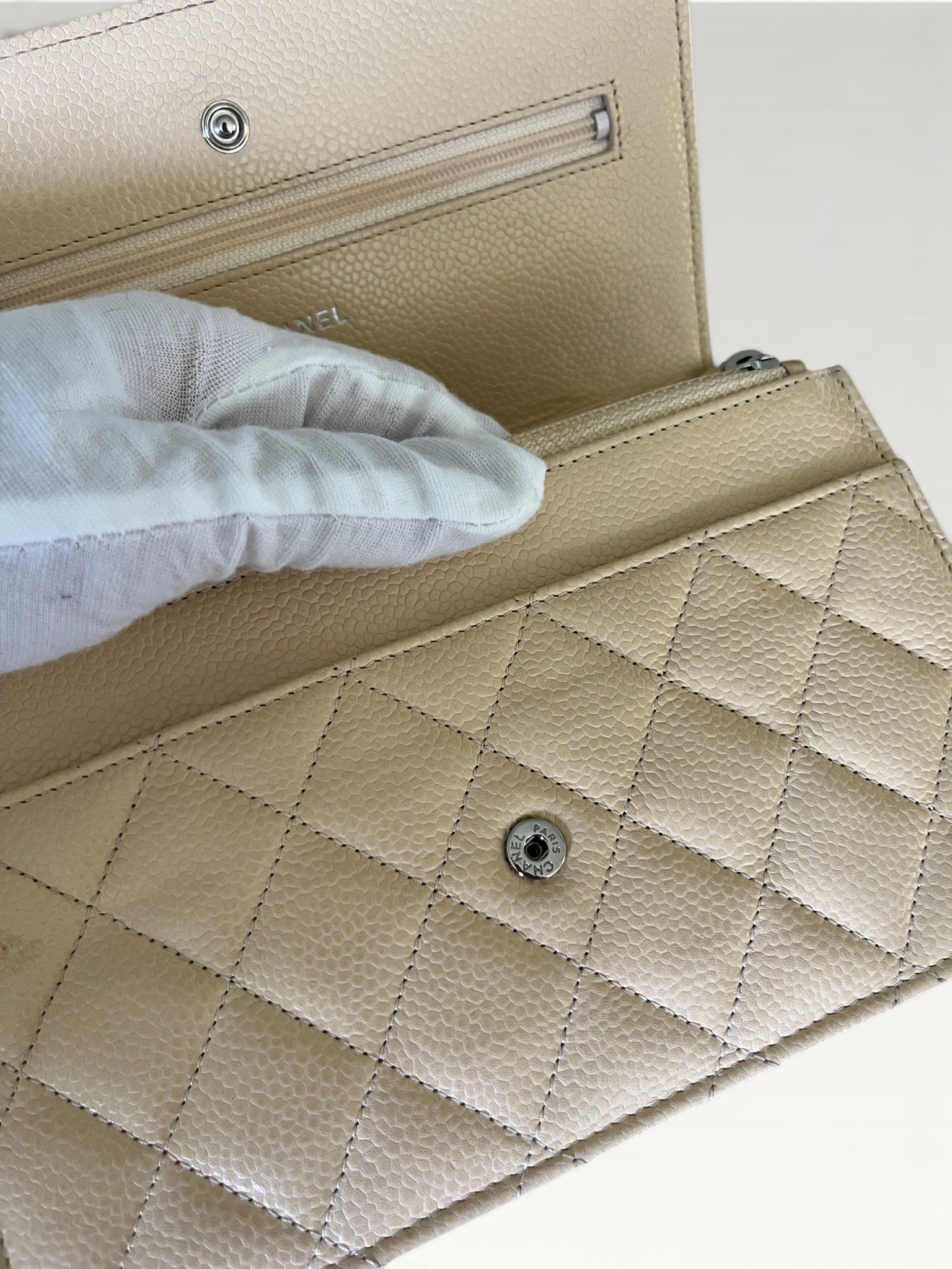 2013-2014 Chanel Wallet On Chain Beige Caviar