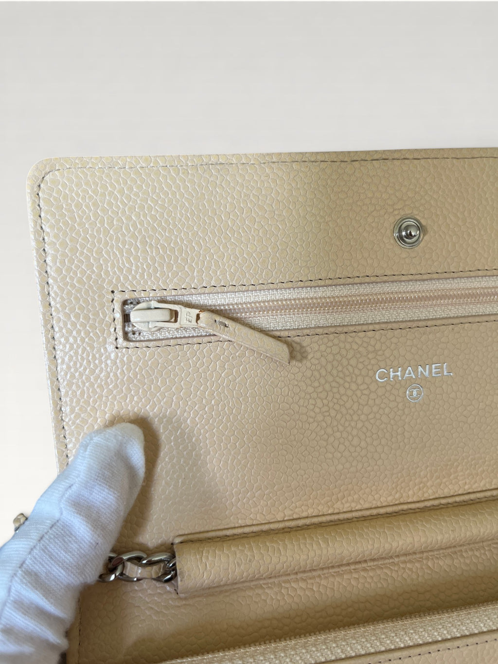 2013-2014 Chanel Wallet On Chain Beige Caviar