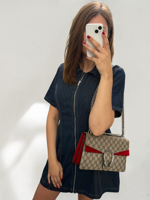 Gucci Dionysus Medium GG Supreme Red Suede