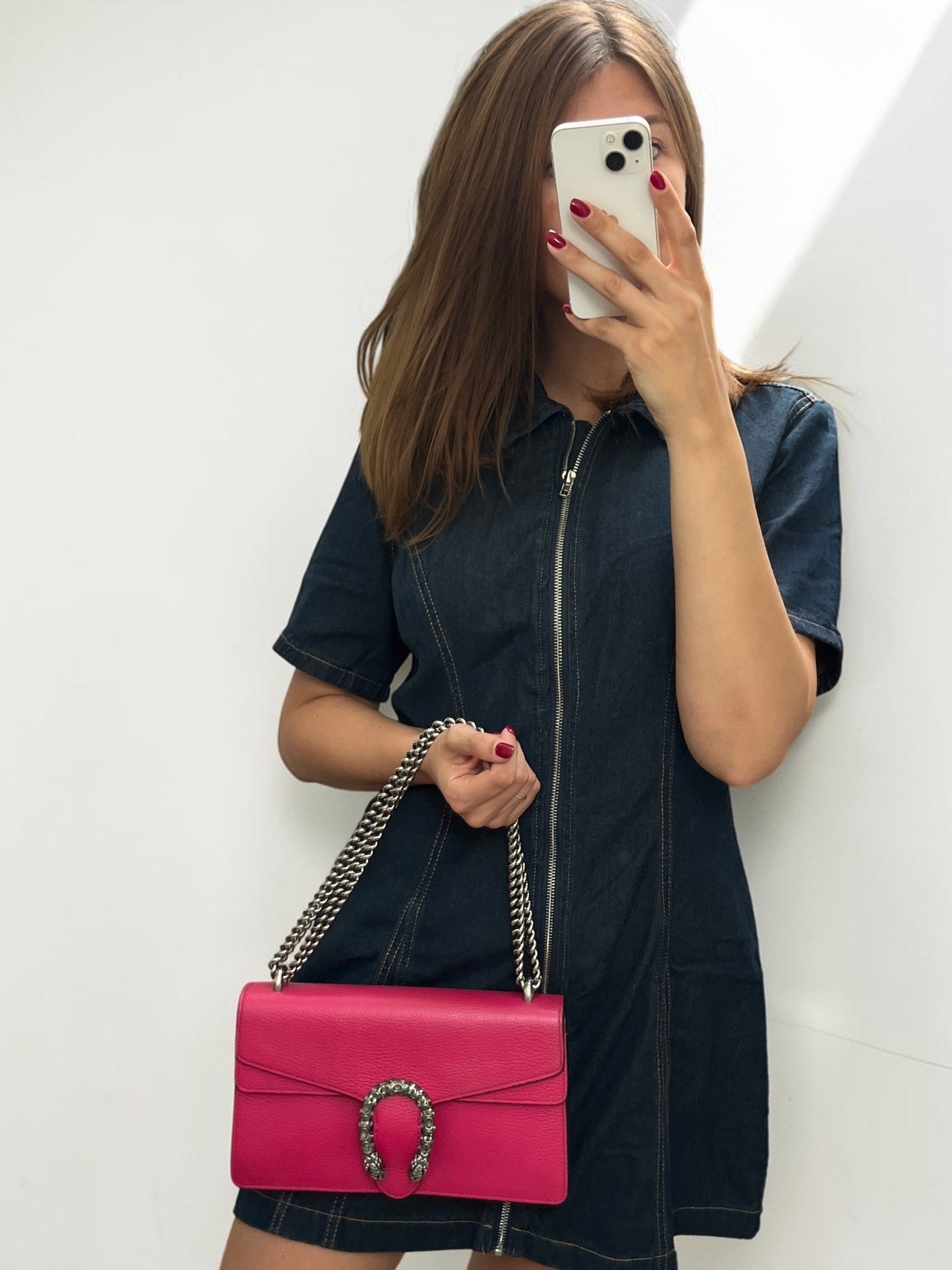 Gucci Dionysus Medium Pink Pebbled Leather Crystal Embelished