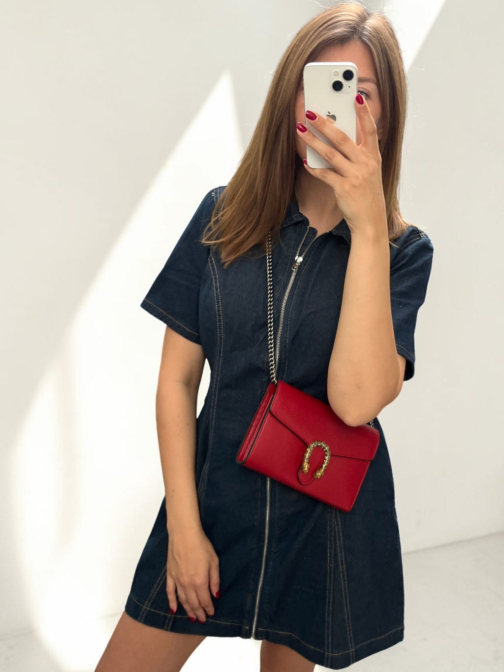 Gucci Dionysus Red Burgundy Leather Wallet On Chain