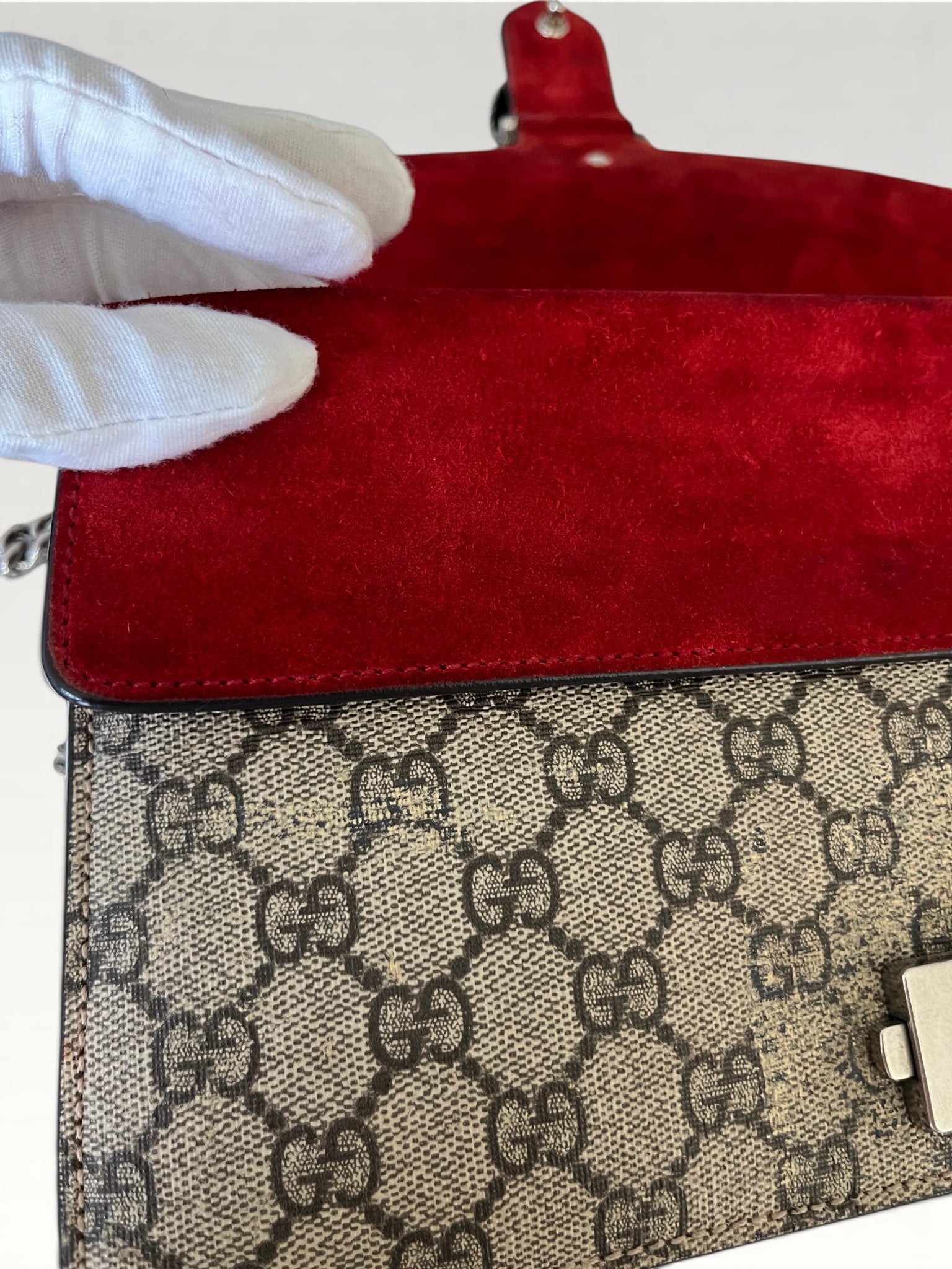 Gucci Dionysus Medium GG Supreme Red Suede