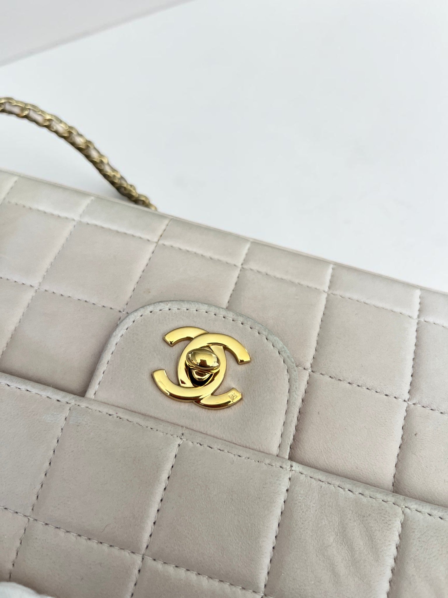 2002-2003 Chanel East-West Chocolate Bar Bag Lambskin