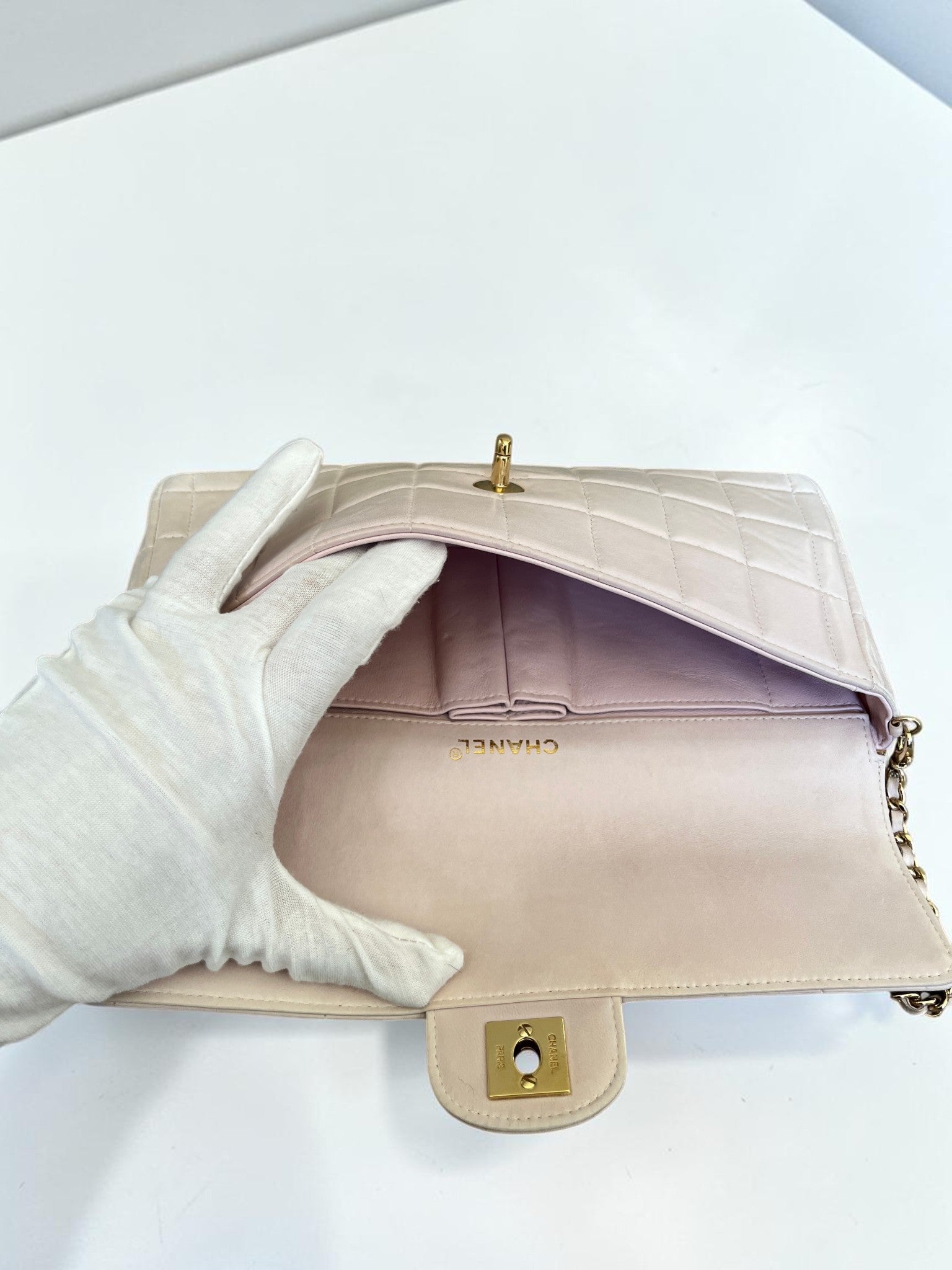 2002-2003 Chanel East-West Chocolate Bar Bag Lambskin