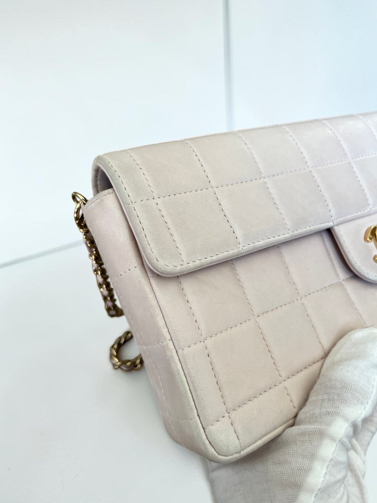 2002-2003 Chanel East-West Chocolate Bar Bag Lambskin