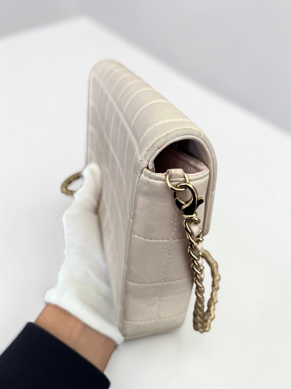 2002-2003 Chanel East-West Chocolate Bar Bag Lambskin