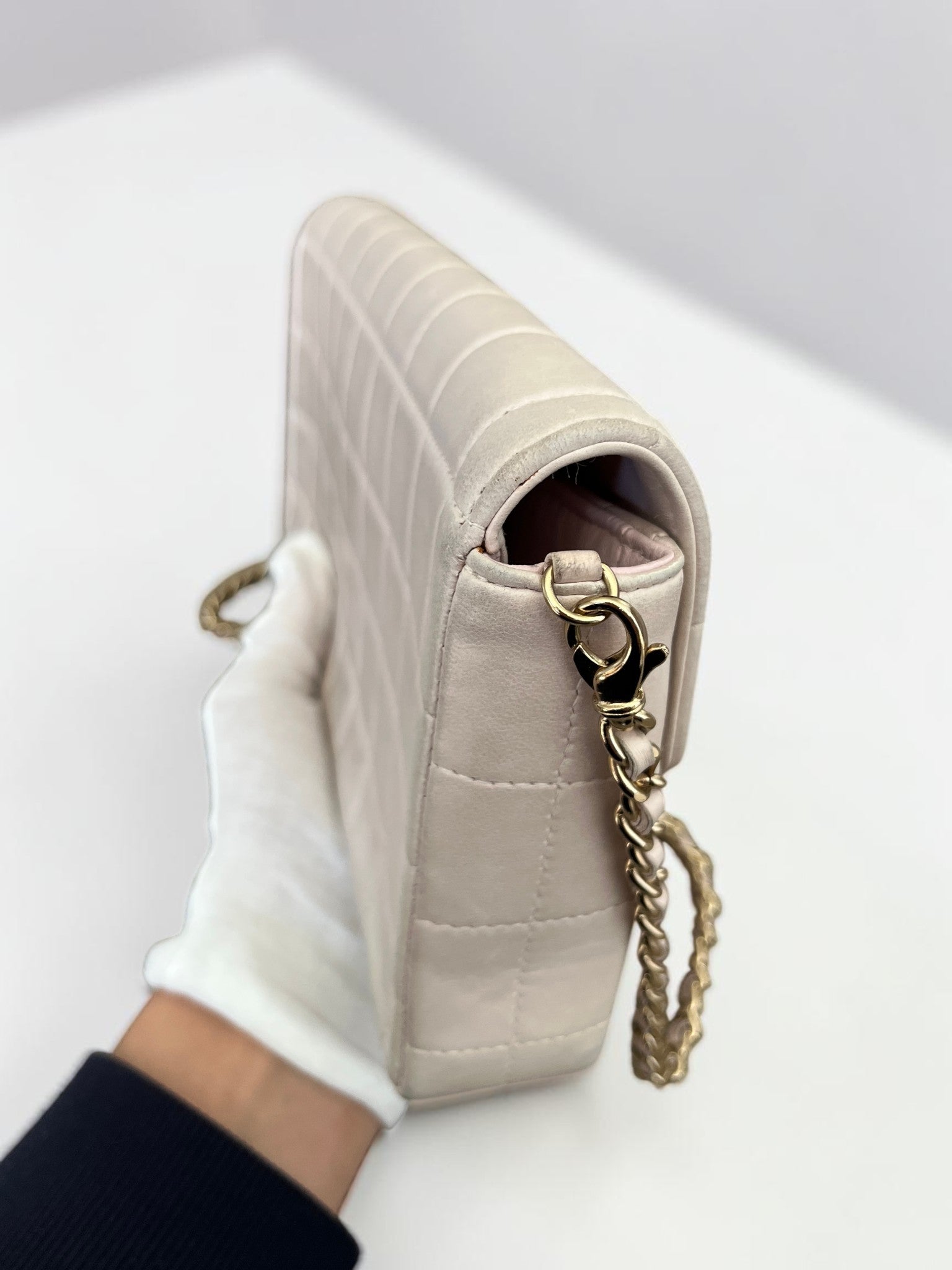 2002-2003 Chanel East-West Chocolate Bar Bag Lambskin